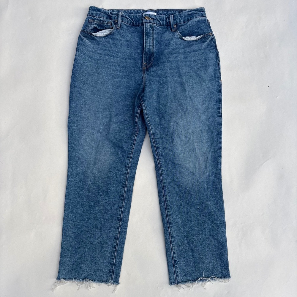 Good American Good Vintage High Rise Straight Leg Jeans Blue 14/32